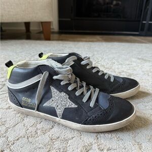Golden Goose Spa Black and Silver Star Sneakers